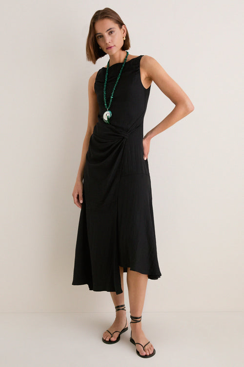 Black Cara Sleeveless Midi Dress