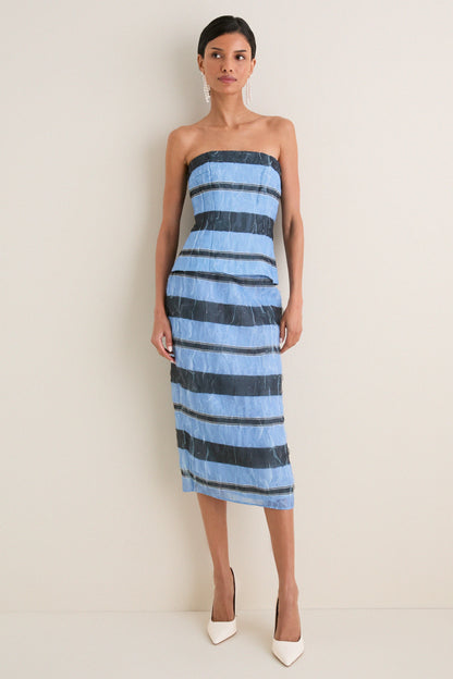 Blue and Black Graphic Stripe Munveen Top