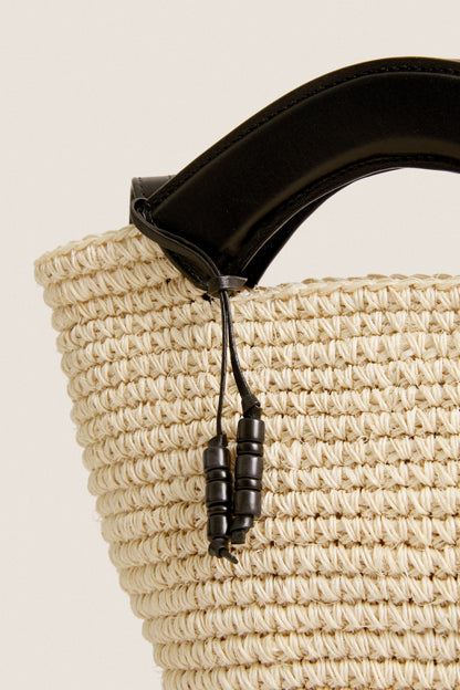 Black Natural Fique Small Shopper