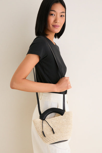 Black Natural Fique Small Shopper