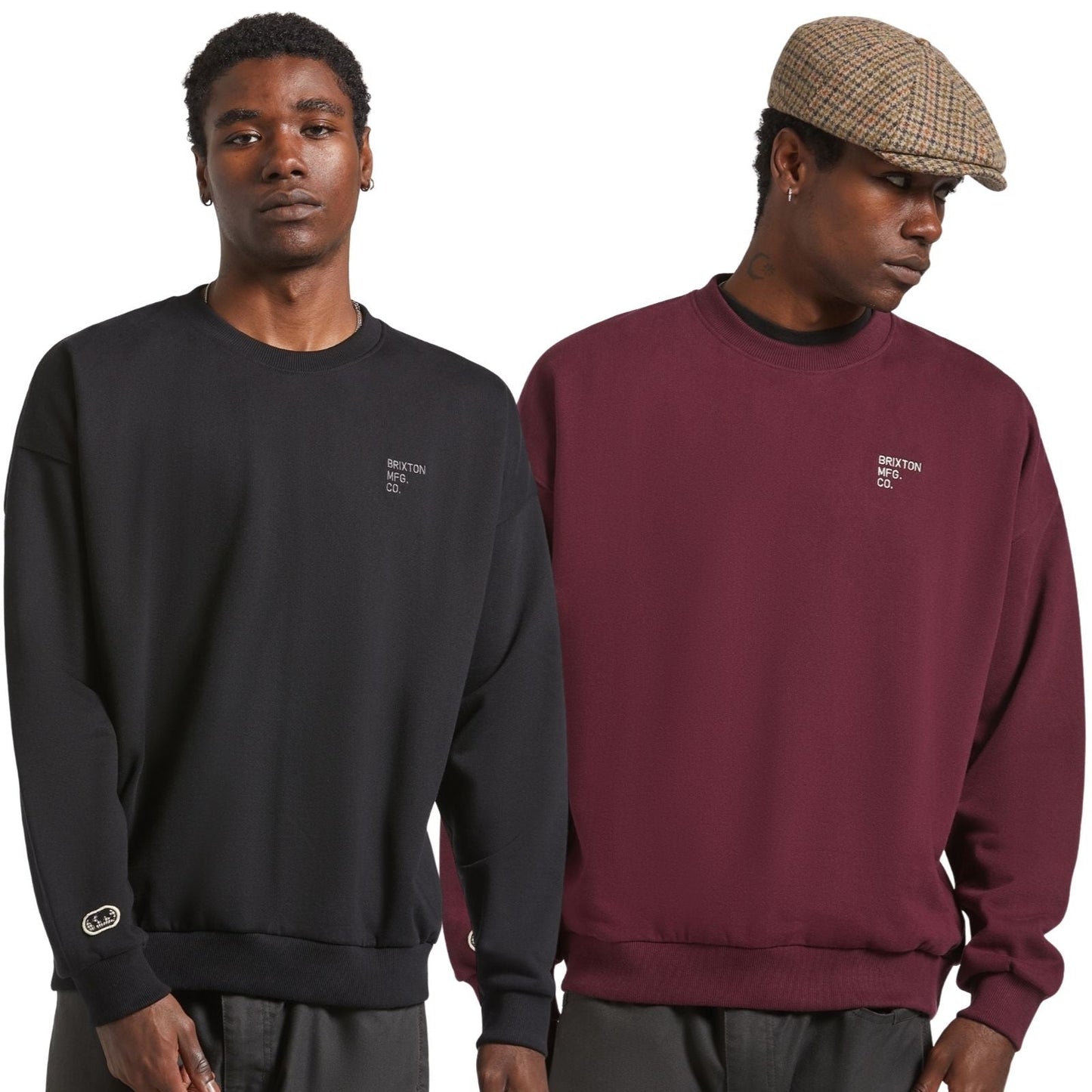 Brixton Mens Embroidered Heavyweight Oversized Crew Sweatshirt