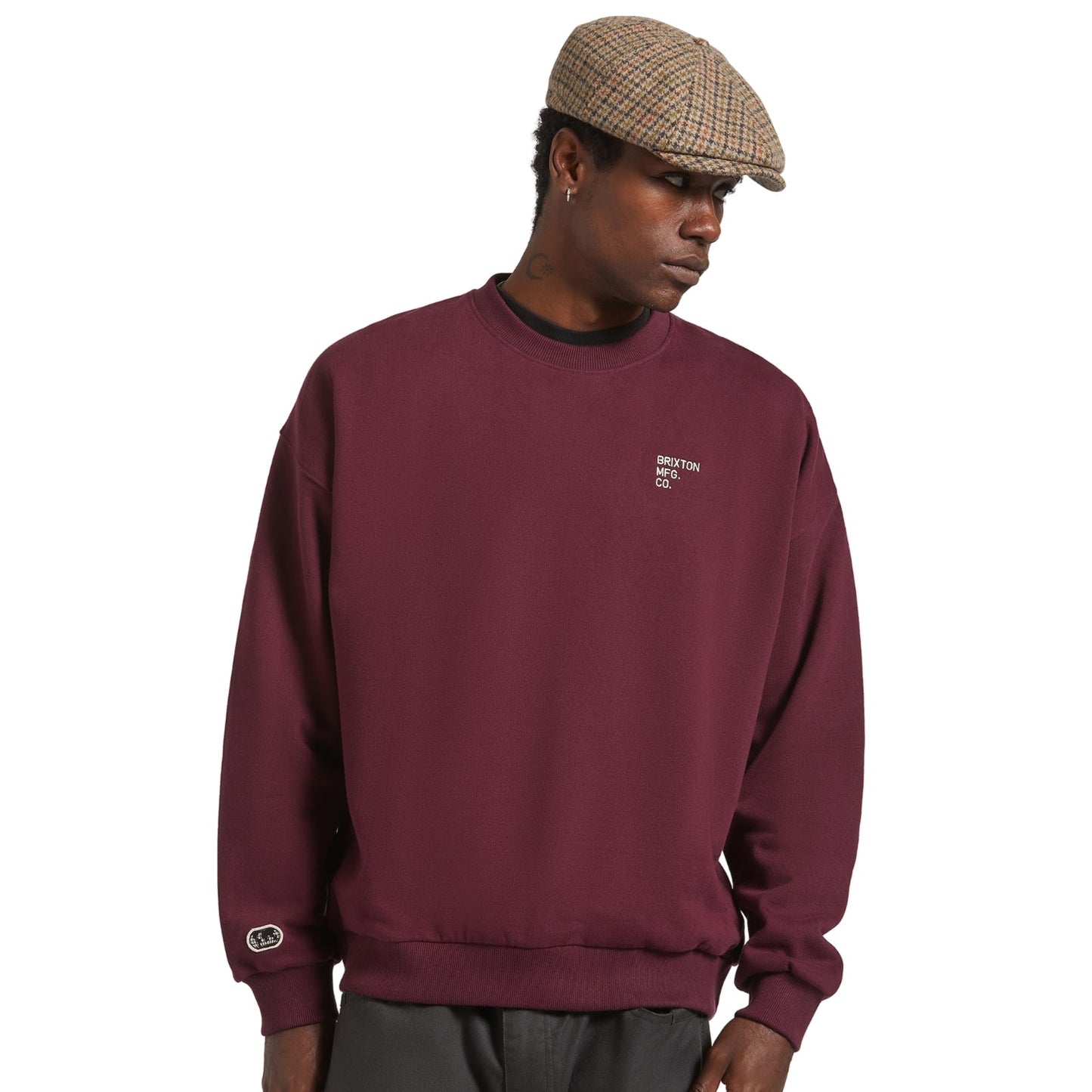 Brixton Mens Embroidered Heavyweight Oversized Crew Sweatshirt