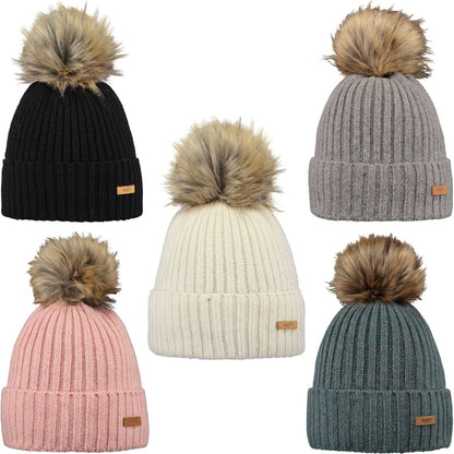 Barts Womens Augusti Faux Fur Pom Pom Bobble Hat