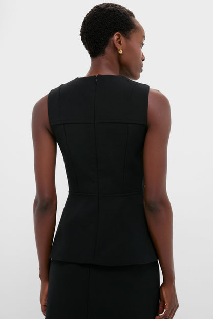 Black Reville Birdseye Suiting Top