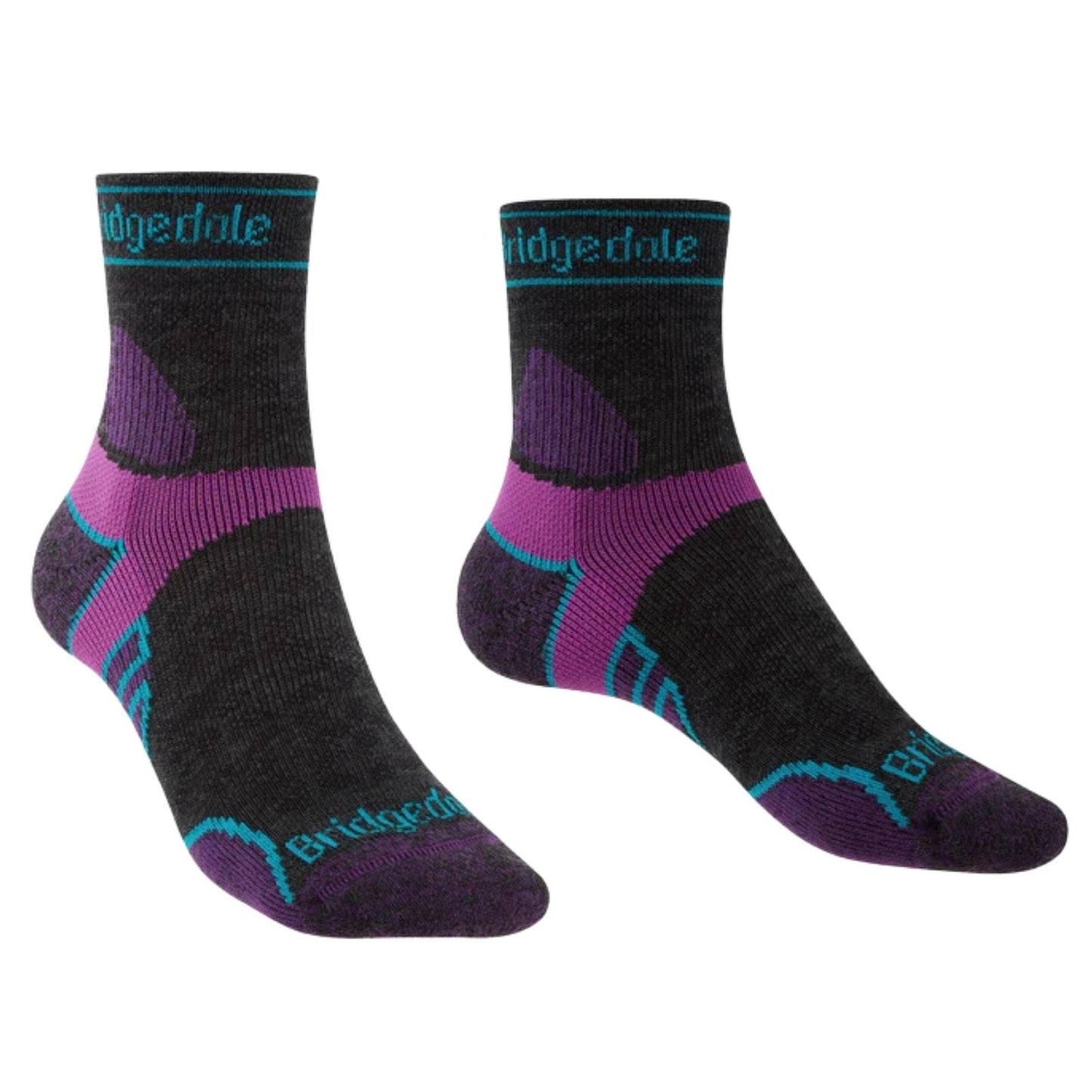 Bridgedale Womens Trail Run Lightweight T2 Merino Sport 3/4 Crew Socks - Damson - S