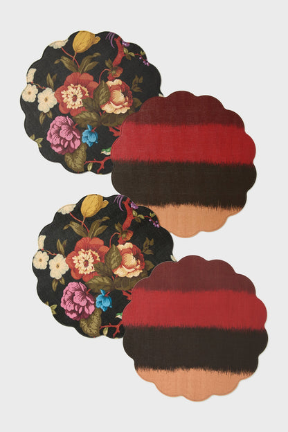 Baroque Floral Reversible Wipeable Placemats Set of 4
