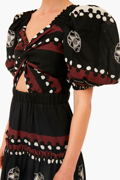 Black Liora Puff Sleeve Cut Out Dress