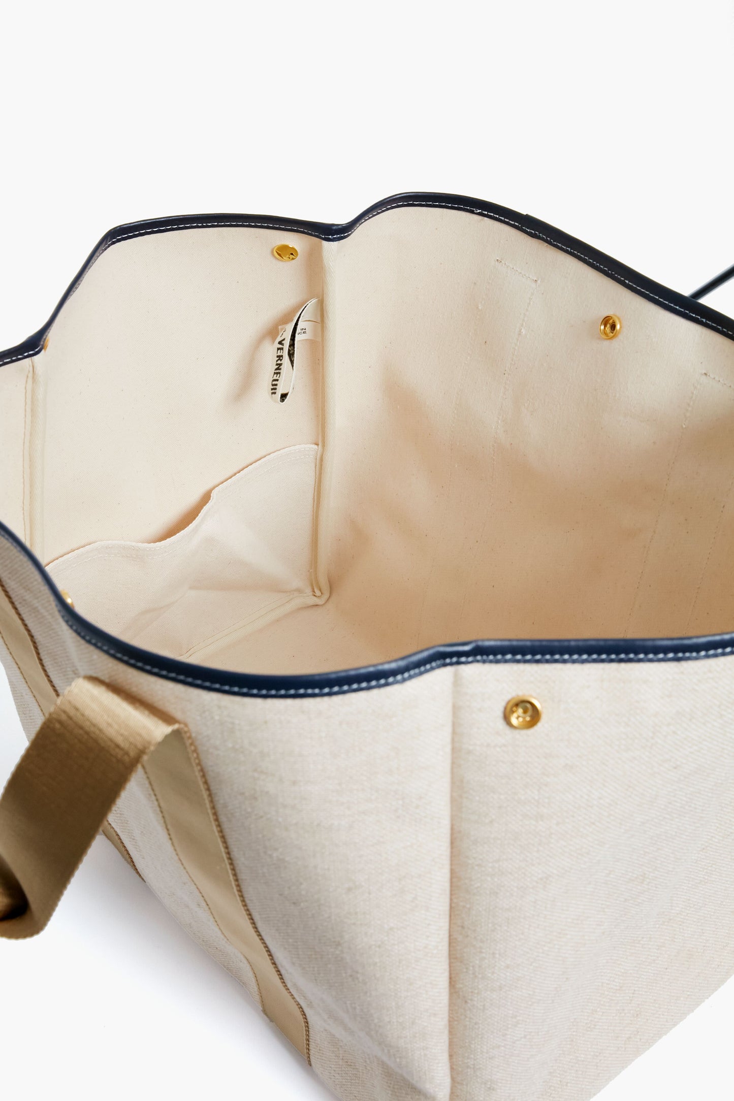 Beige Traversee L Linen Tote