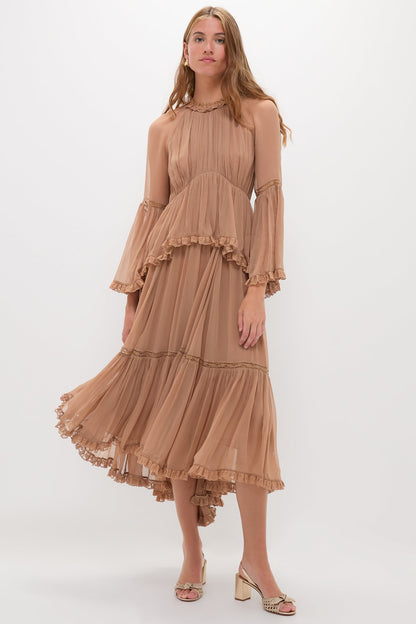 Biscuit Hypnotic Peplum Flutter Dress