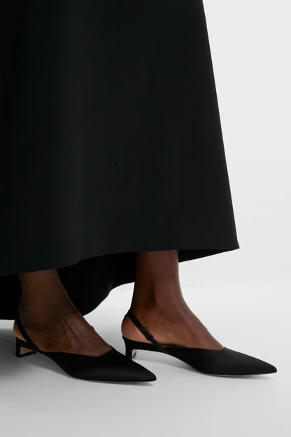 Black Synan Birdseye Suiting Maxi Skirt