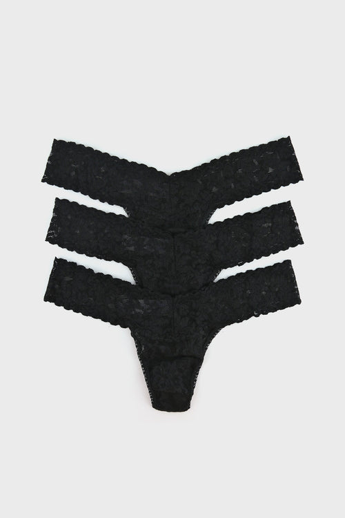 Black Low Rise Thong 3 Pack