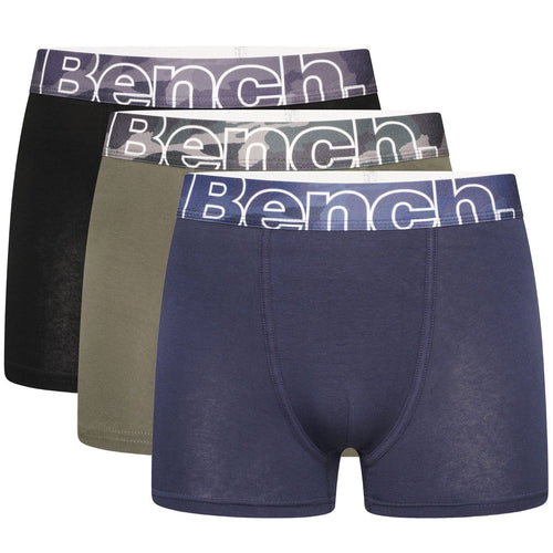 Bench Mens Arkle 3 Pack Logo Waistband Boxer Shorts