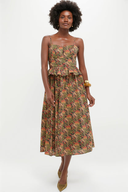 Black Multi Floral Maeve Midi Dress