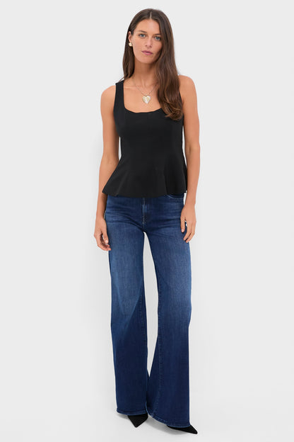 Black Sleeveless Decker Peplum Top