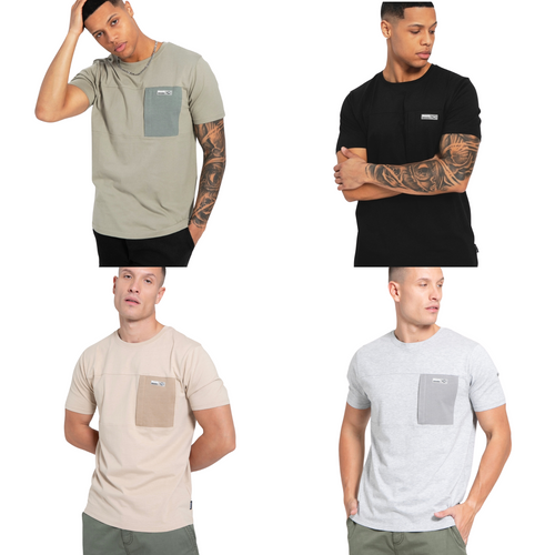 Bench Mens Algoda Crew Neck Short Sleeve Pocket T Shirt