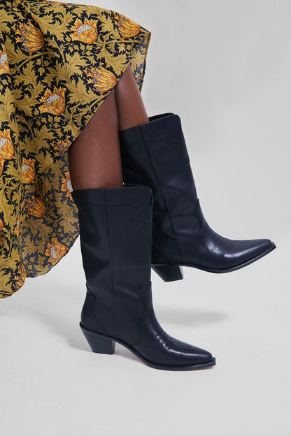 Black Leather Wilson Western Boots
