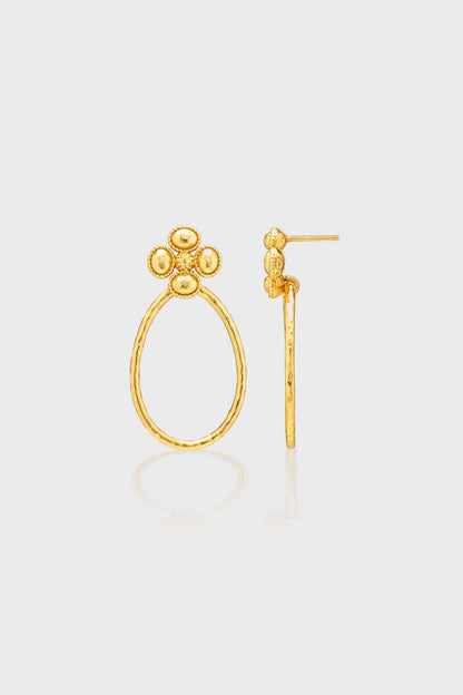 Berry Clover Teardrop Earrings - Gold