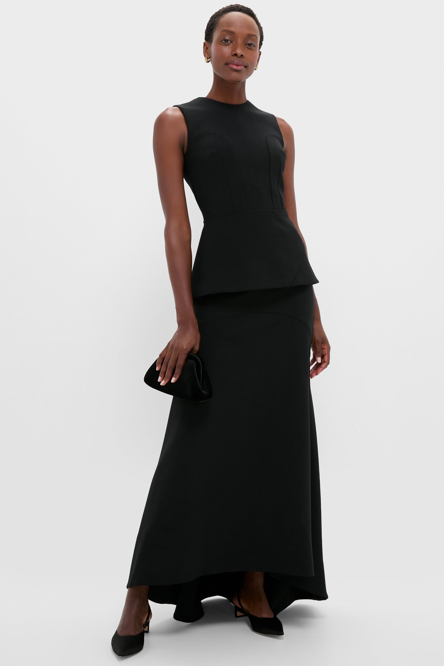 Black Reville Birdseye Suiting Top