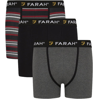3 Pack Farah Mens Hagon Boxer Shorts - Assorted