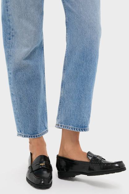 Black Penny Lug Loafers