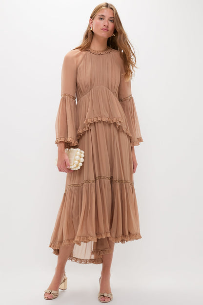 Biscuit Hypnotic Peplum Flutter Dress