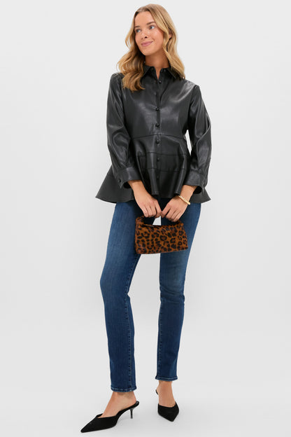 Black Leather Ashlen Blouse