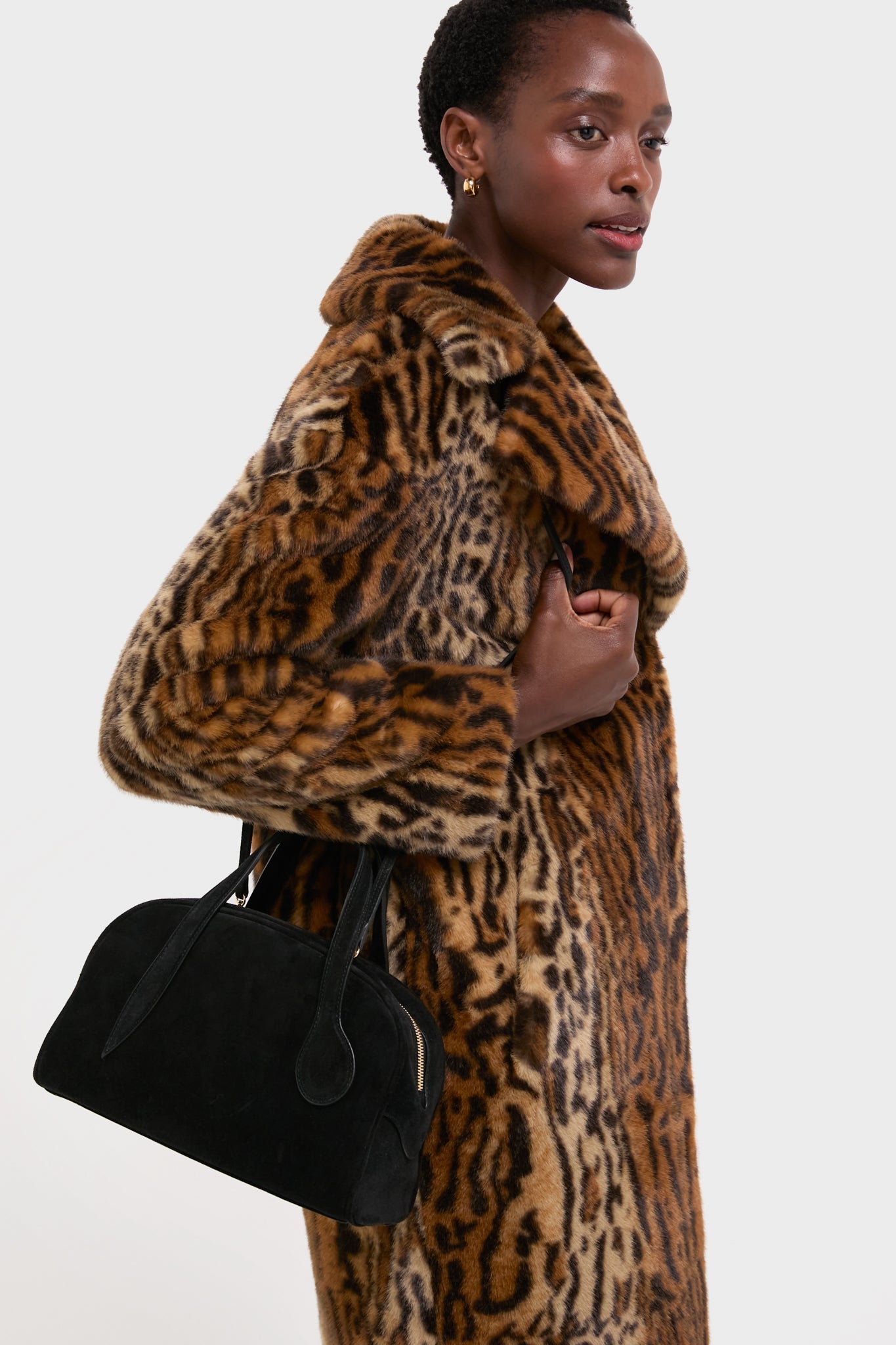 Black Suede Mini Bowling Bag