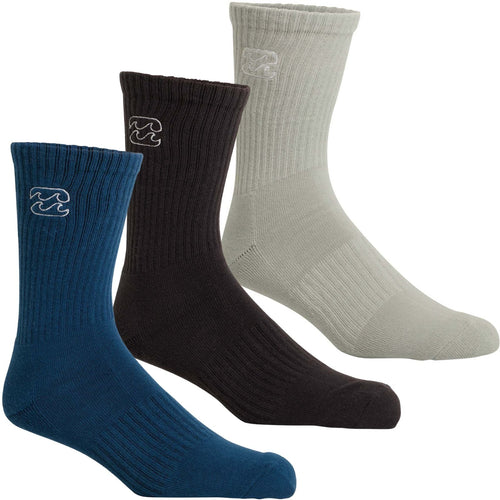 Billabong Mens Wave Wash 3 Pack Crew Socks