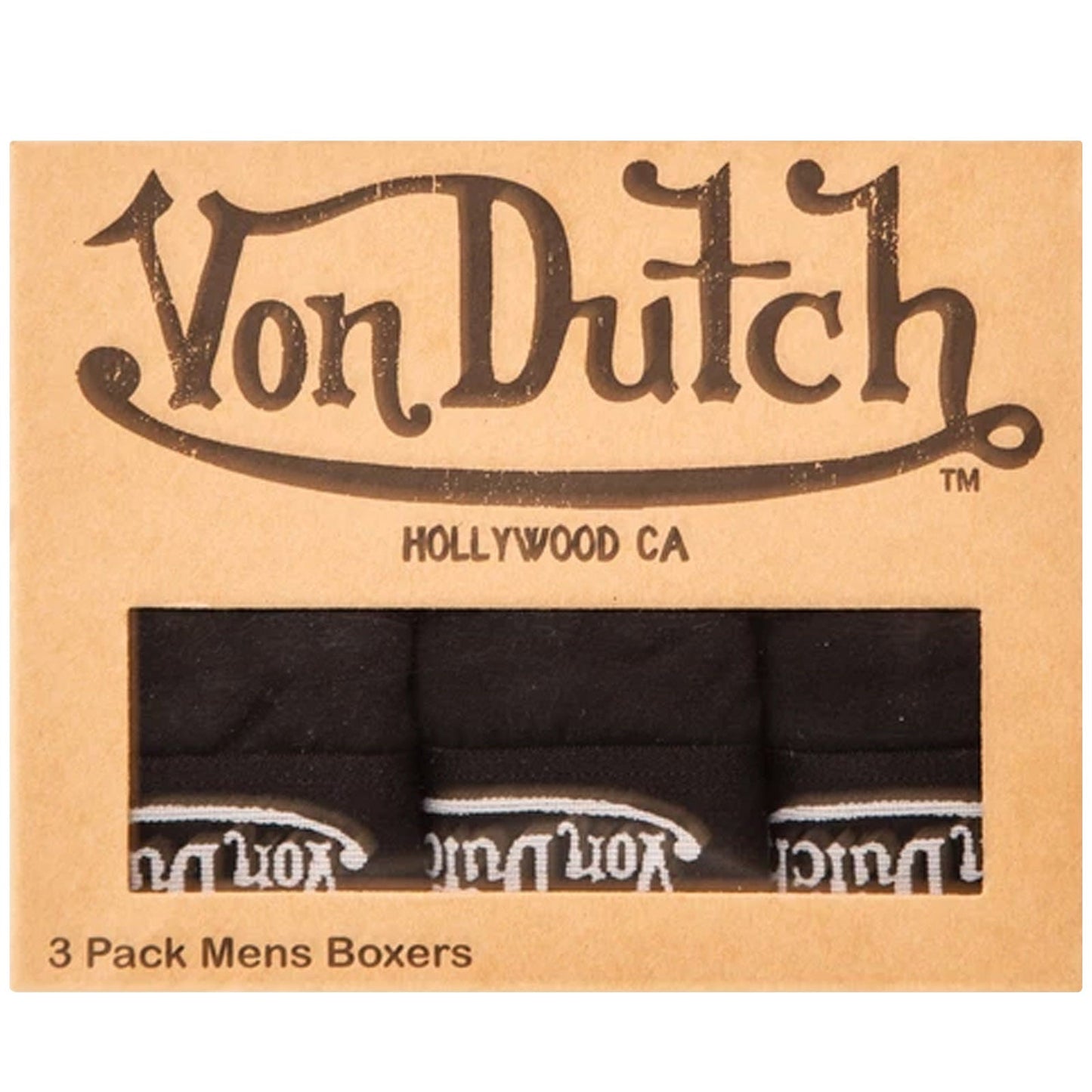 3 Pack Von Dutch Mens Covoy Briefs Boxer Shorts - Black