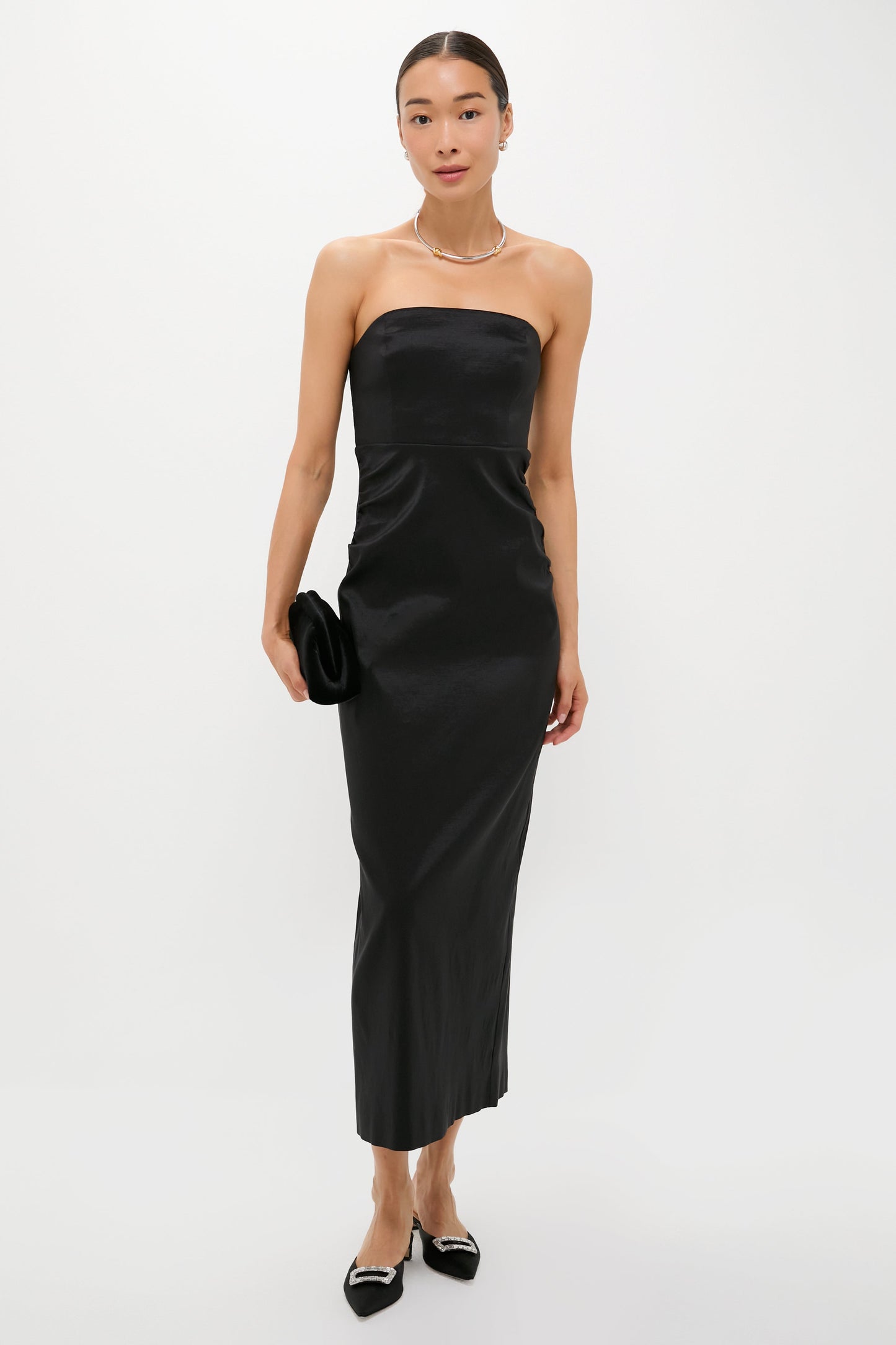 Black Taffeta Simmons Column Dress